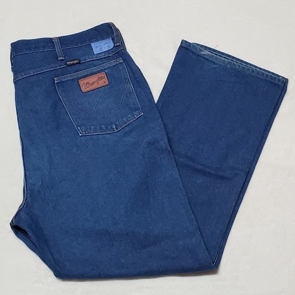 Vintage 1970s Wrangler Unisex Extra High Rise Boot Cut Dark Wash Jeans 945DEN - Picture 2 of 11